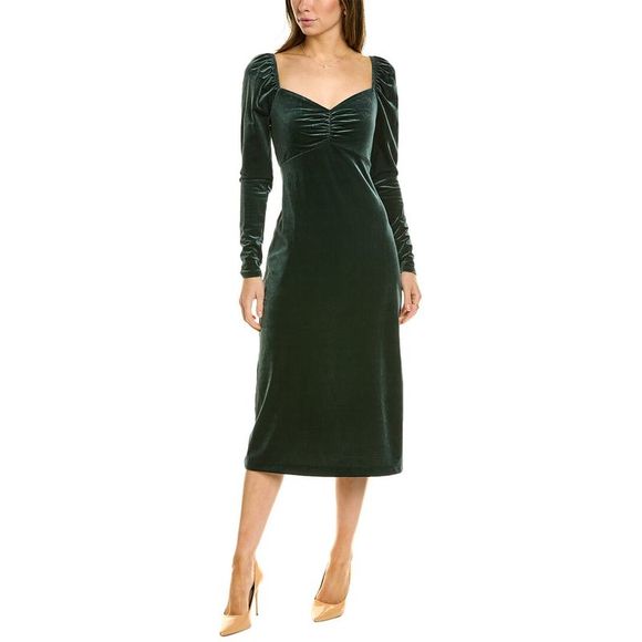 green emerald velvet dress Vivienne Velvet Midi Dress-Green Fir main image 0